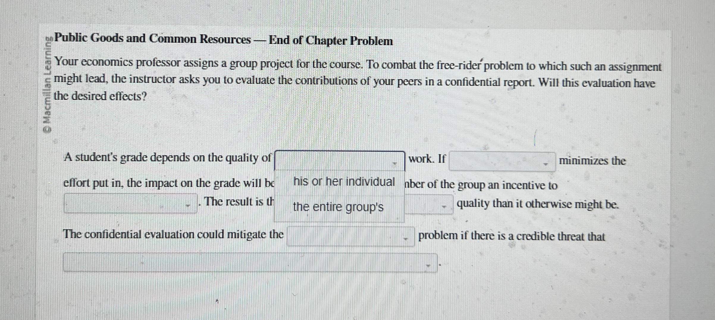 Solved Public Goods and Common Resources - ﻿End of Chapter | Chegg.com