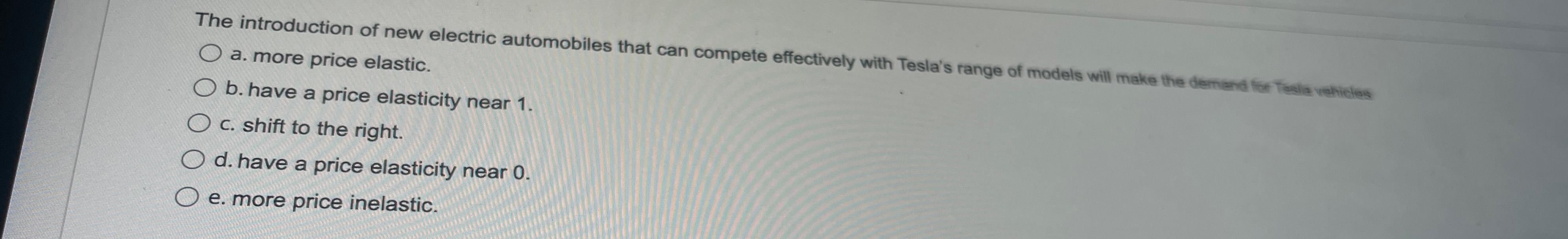 Solved The introduction of new electric automobiles that can | Chegg.com