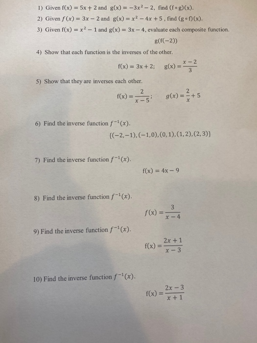 given f g x ))= 1 x 2x 2 5x 3