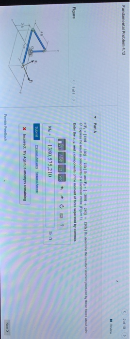 Solved Fundamental Problem 4.12 2 of 10 > mine the resultant | Chegg.com