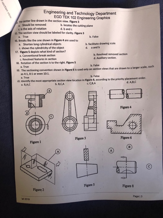 Solved section view Engineering and Technology Department