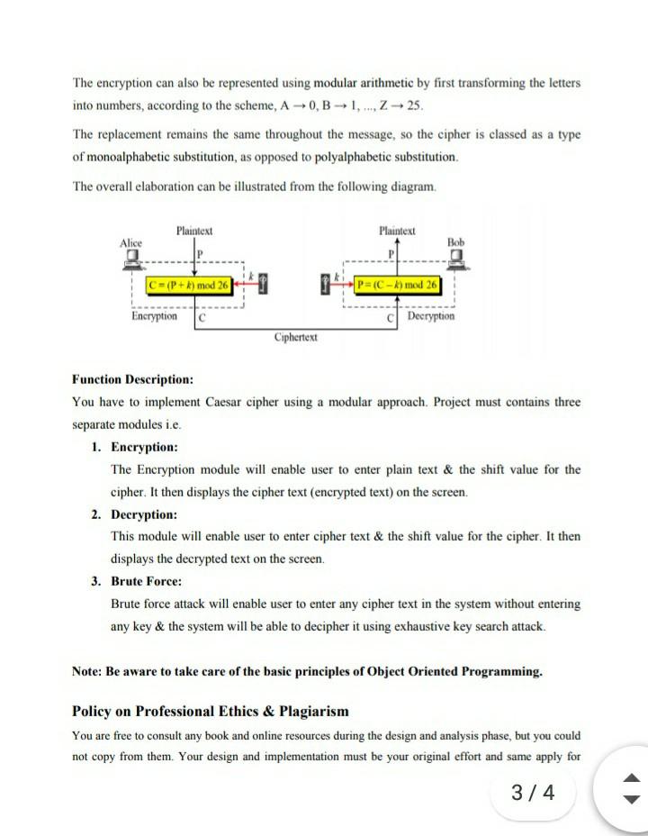 Problem Statement Caesar Cipher in Cryptography The | Chegg.com