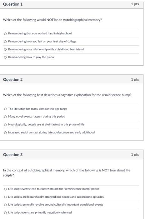 Solved Question 1 1 Pts Which Of The Following Would NOT Be | Chegg.com