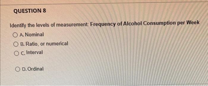 Solved Identify the levels of measurement: Frequency of | Chegg.com