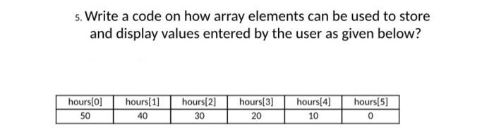 Solved 5. Write a code on how array elements can be used to | Chegg.com