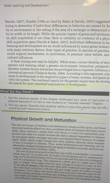 Solved Davids, 2007). Kimble (1993 as cited by Baker \& | Chegg.com