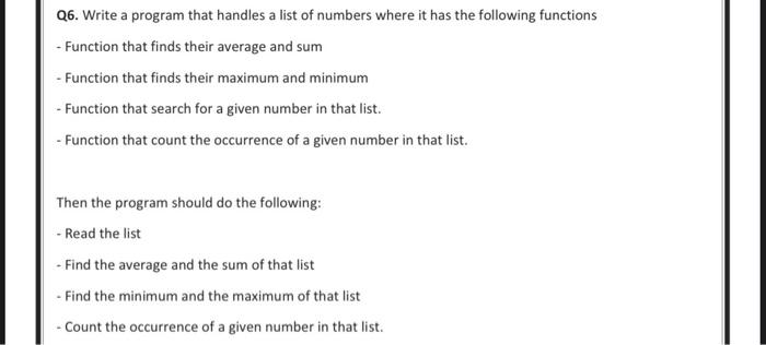 Solved Sheet #4 Q1. Write a program that has a function | Chegg.com