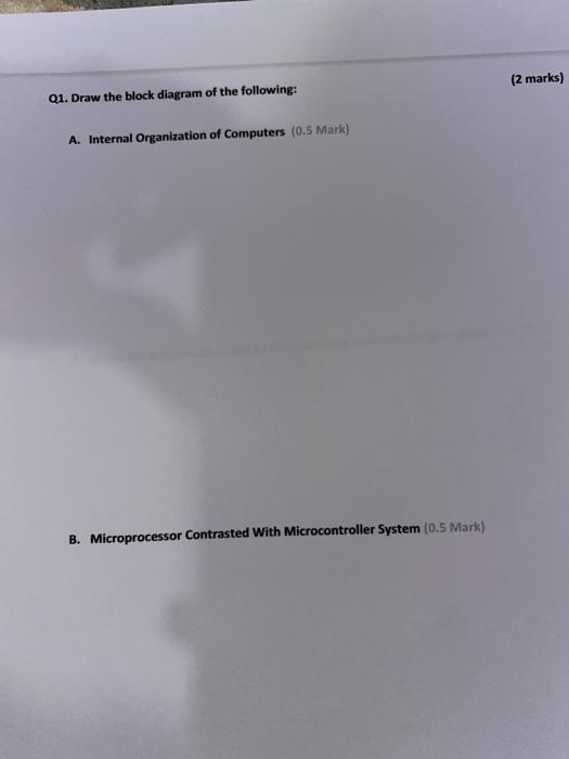 Solved (2 marks) Q1. Draw the block diagram of the | Chegg.com
