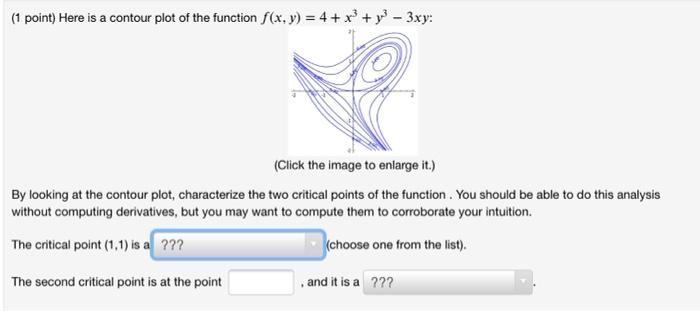 Solved (1 point) Here is a contour plot of the function f(x, | Chegg.com