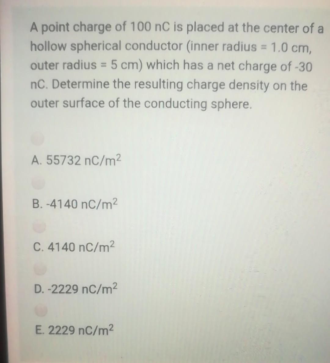 Solved A point charge of 100 nC is placed at the center of a | Chegg.com