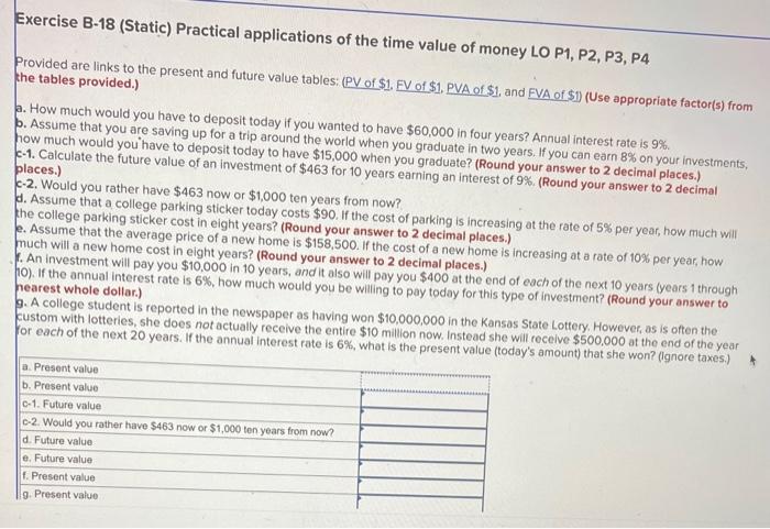 Solved Exercise B-18 (Static) Practical Applications Of The | Chegg.com