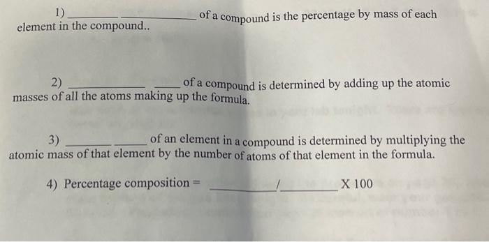 percentage mass of element in compound