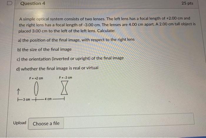 Solved A simple optical system consists of two lenses. The | Chegg.com