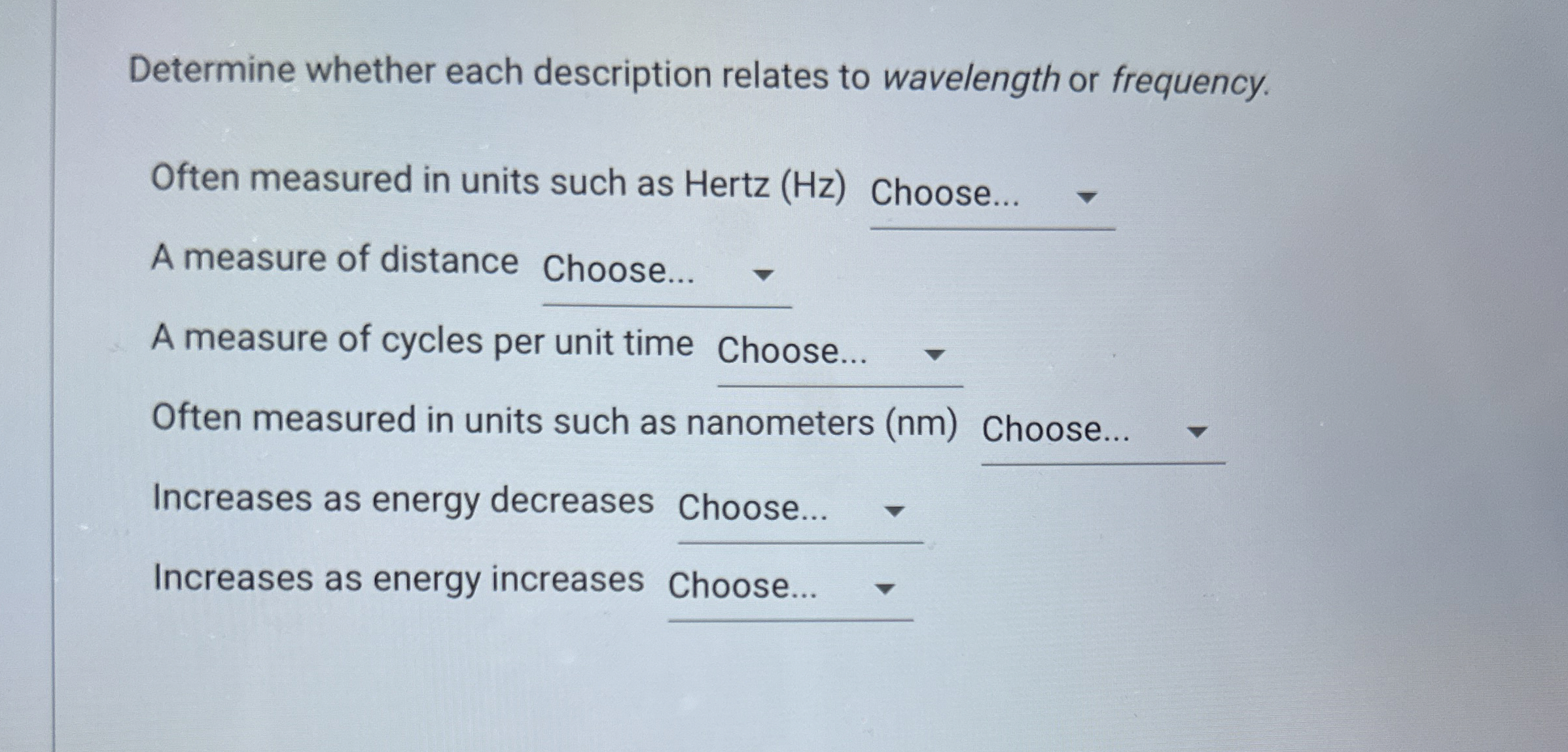 Solved Determine whether each description relates to