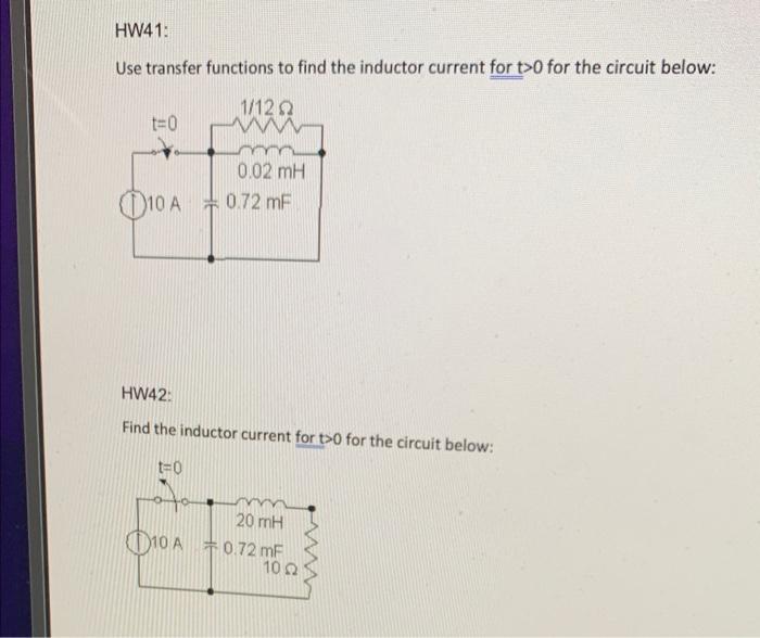 Solved Use transfer functions to find the inductor current