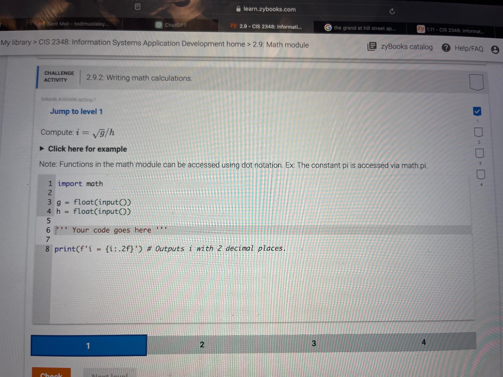 Solved CHALLENGEACTIVITY2.9.2: Writing math | Chegg.com