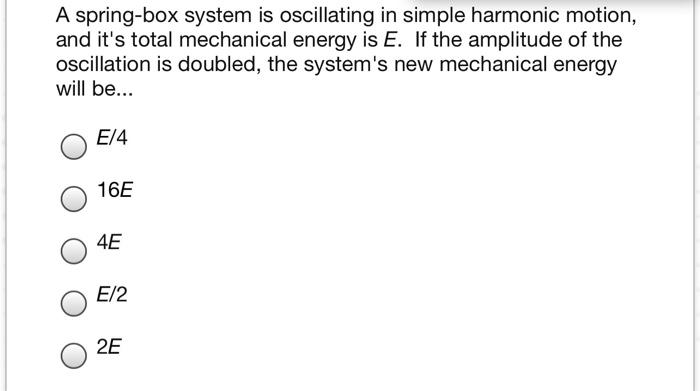 Solved A spring-box system is oscillating in simple harmonic | Chegg.com