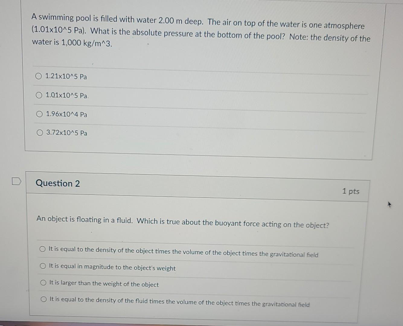 Solved A swimming pool is filled with water 2.00 m deep. The | Chegg.com