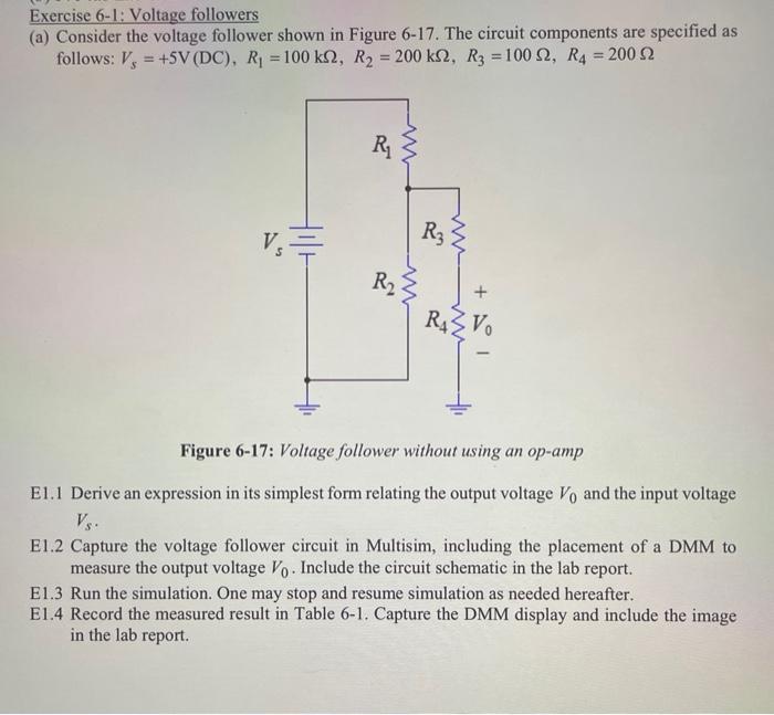 Solved Exercise 6-1: Voltage Followers (a) Consider The | Chegg.com