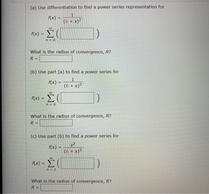 Solved A Use Differentiation To Find A Power Series Rep Chegg Com