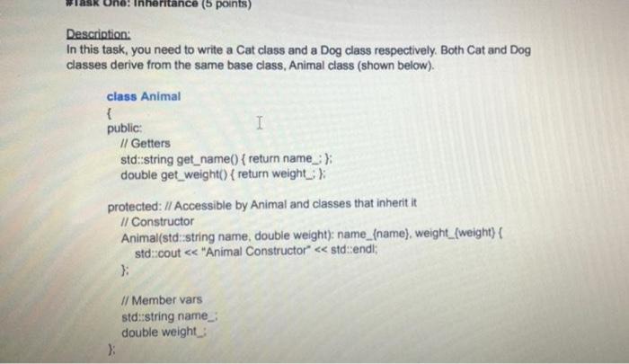 Solved Inheritance (5 points) Description: In this task, you | Chegg.com