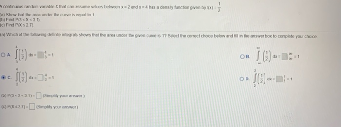 Solved A continuous random variable X that can assume values | Chegg.com