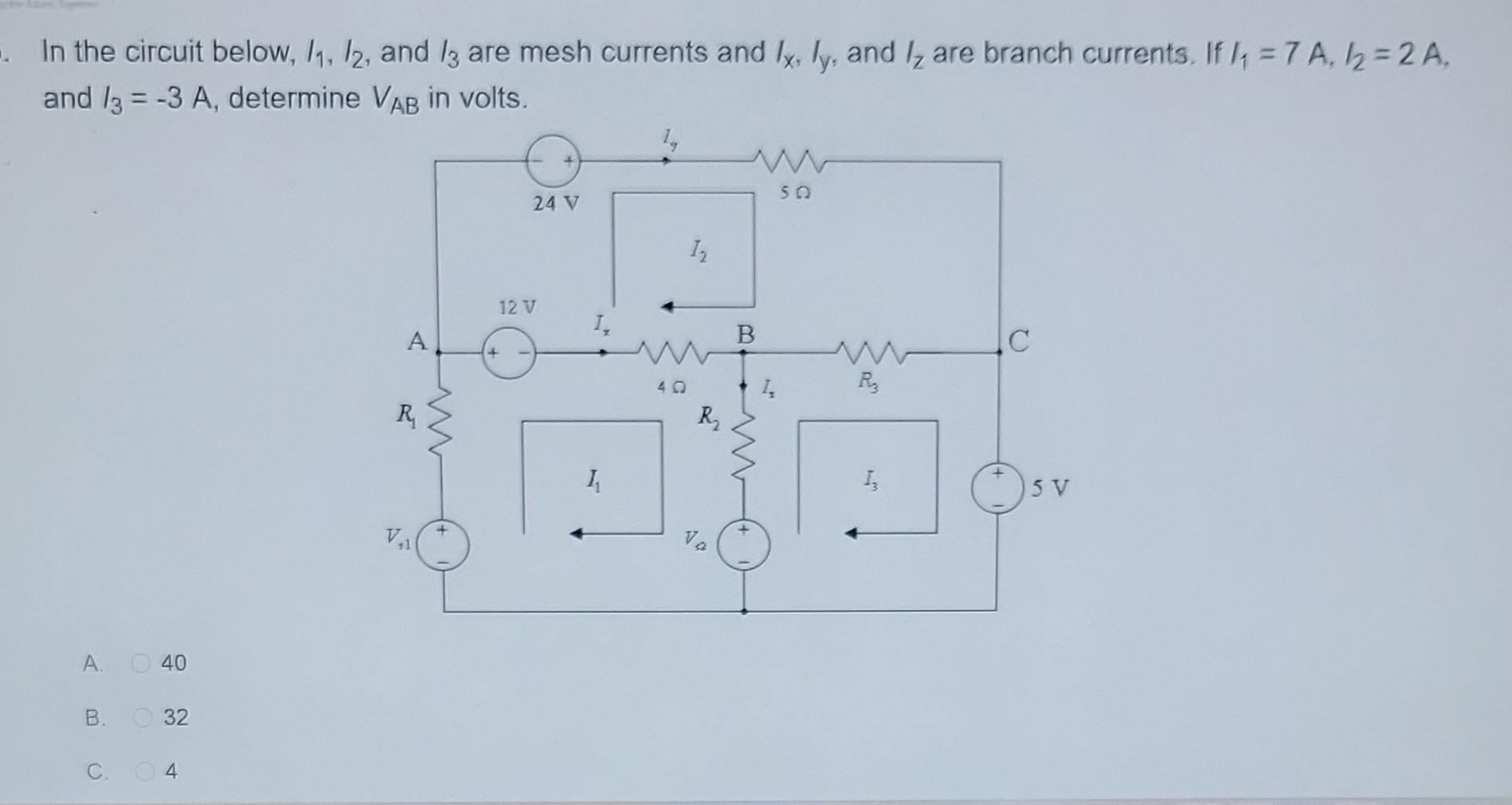 Solved 33. What is the current I in the circuit below? A. | Chegg.com