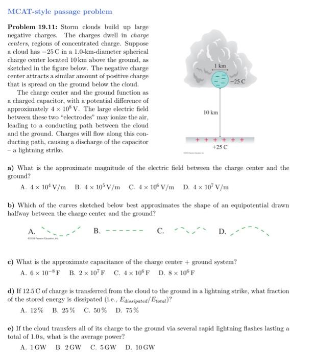 Solved Problem 19.11: Storm clouds build up large negative | Chegg.com