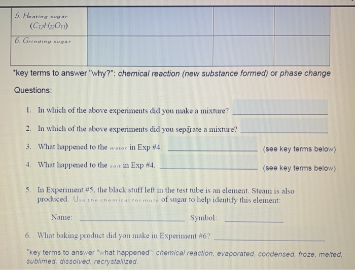Solved Part 1 Physical and Chemical Changes Physical Why?"