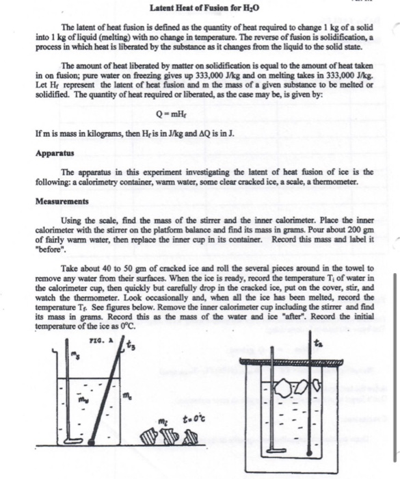 Solved Latent Heat of Fusion Lab Instructions In this lab