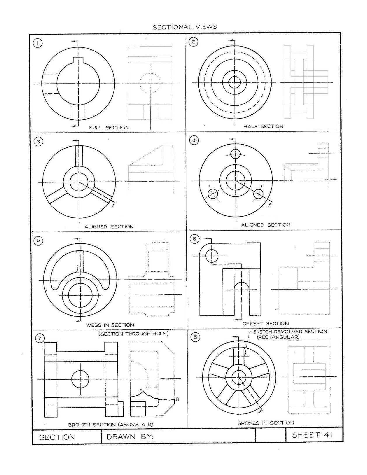 Solved for problems 1-8 ﻿please draw the sectional views | Chegg.com