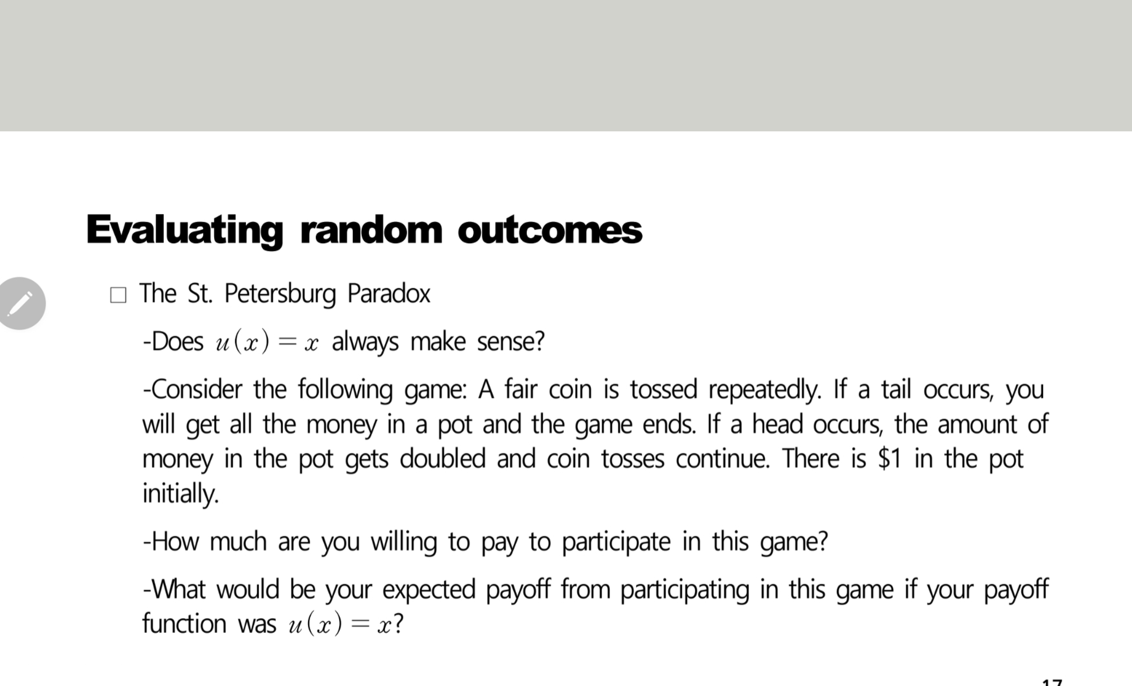 Solved Evaluating random outcomesThe St. Petersburg | Chegg.com