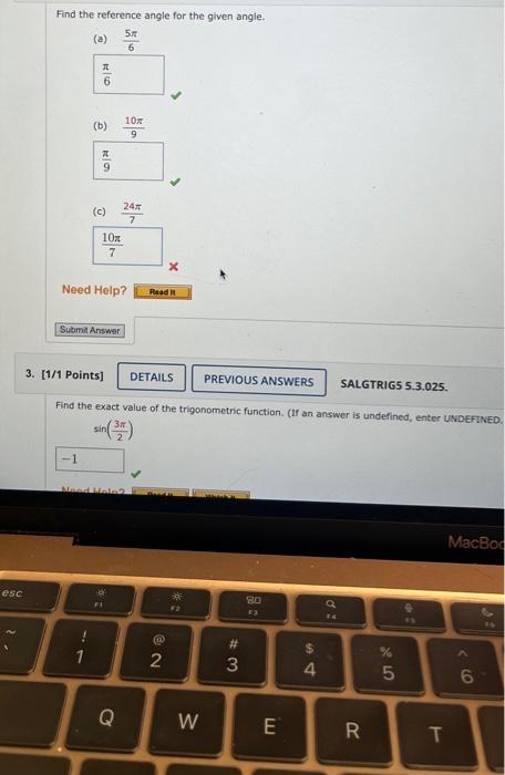 Solved Esc Find The Reference Angle For The Given Angle. (a) | Chegg.com