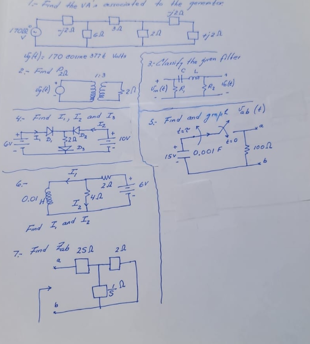 Solved Circuits practice problems please solve all will | Chegg.com