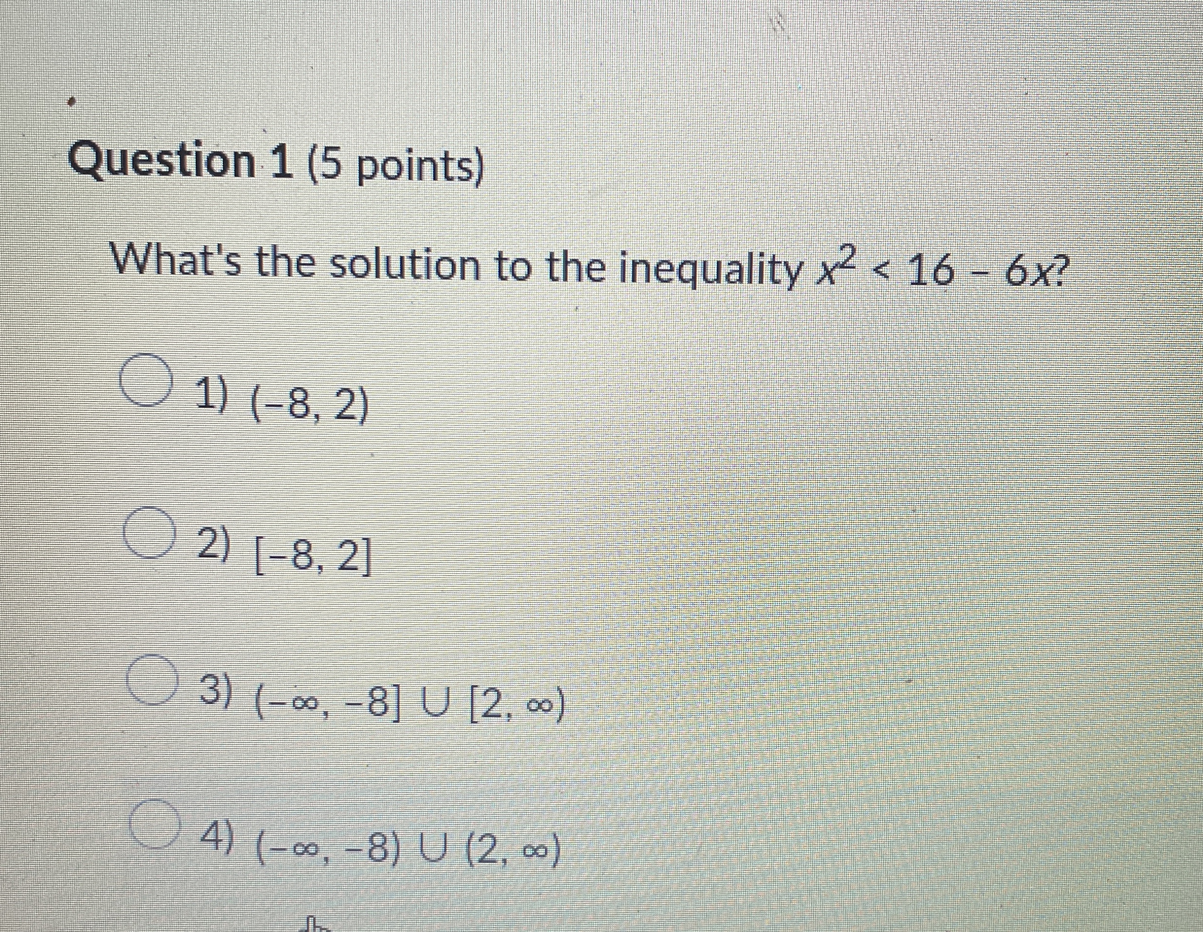 Solved Question 1 (5 ﻿points)What's the solution to the | Chegg.com