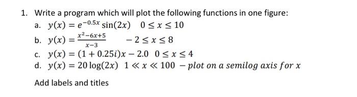 Solved 1. Write a program which will plot the following | Chegg.com