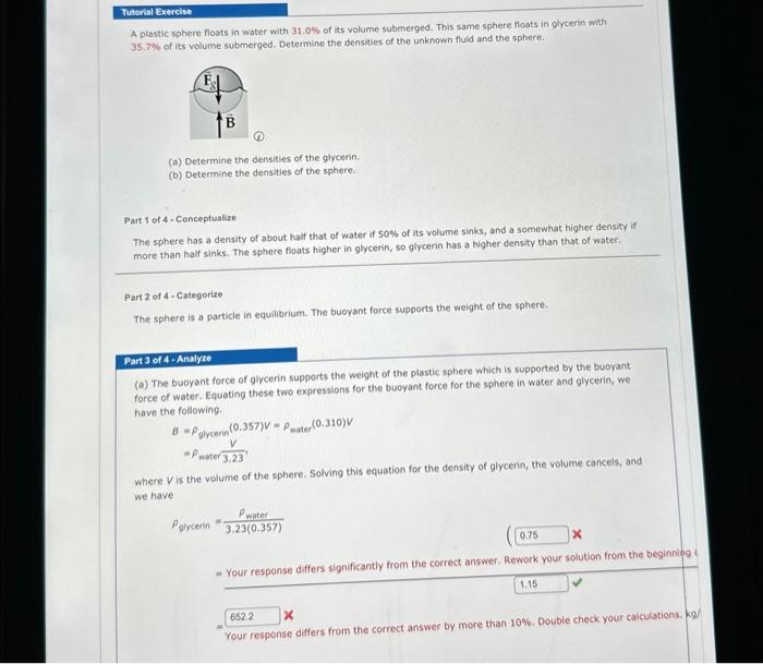 Solved A plastic sphere floats in water with 31.0 of its