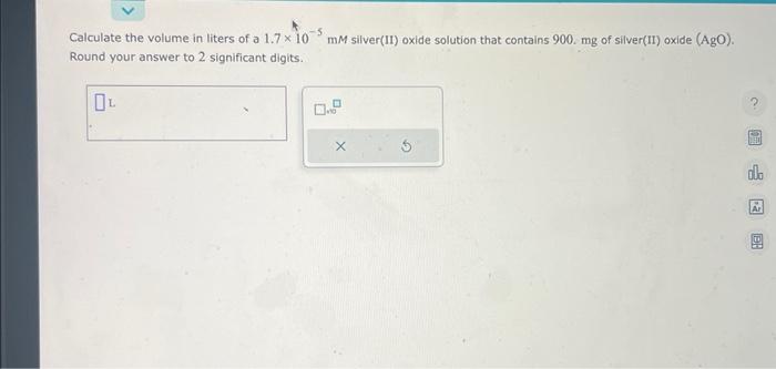 Solved Calculate The Volume In Liters Of A 1 7×10−5mm