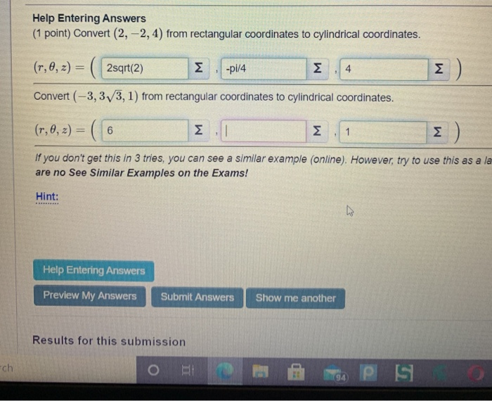 Solved Help Entering Answers 1 Point Convert 2 2 4