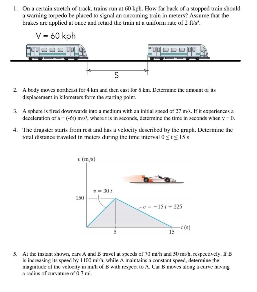 Solved 1. On a certain stretch of track, trains run at 60