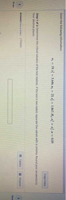 Solved Given the following information: n = 19.5 = 5.646,"l2 | Chegg.com