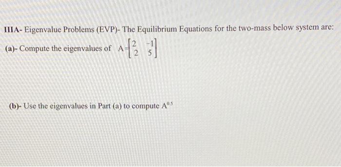 Solved IIIA- Eigenvalue Problems (EVP)- The Equilibrium | Chegg.com