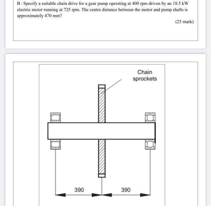 Solved B: Specify a suitable chain drive for a gear pump | Chegg.com