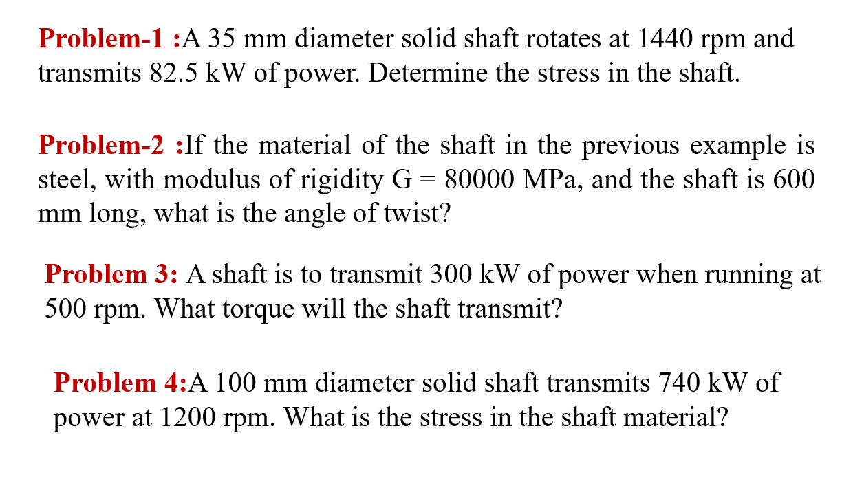 Long Shaft Problem Solved Problem-1 :A 35mm diameter solid shaft rotates at | Chegg.com