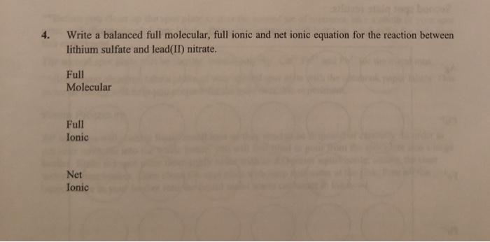 2 Write Balanced Full Molecular Full Ionic And Chegg 