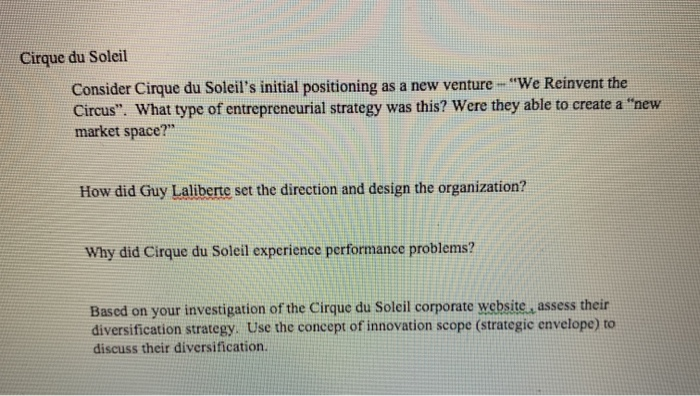 cirque du soleil case study solution