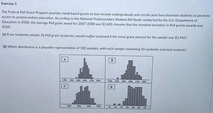 Solved Exercise 3 The Federal Pell Grant Program provides | Chegg.com