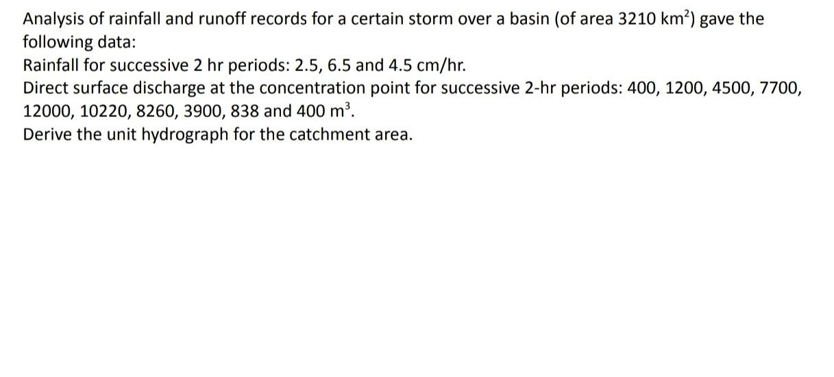 Solved Analysis of rainfall and runoff records for a certain | Chegg.com