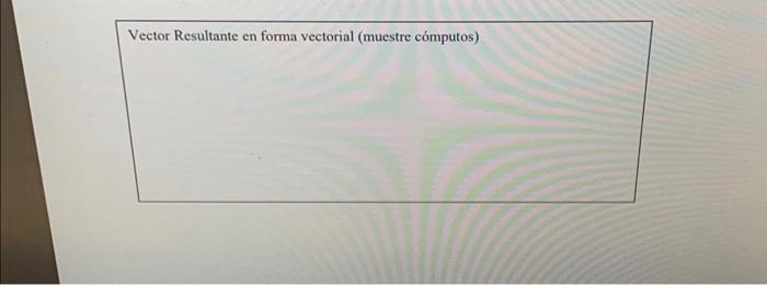 Vector Resultante en forma vectorial (muestre cómputos)