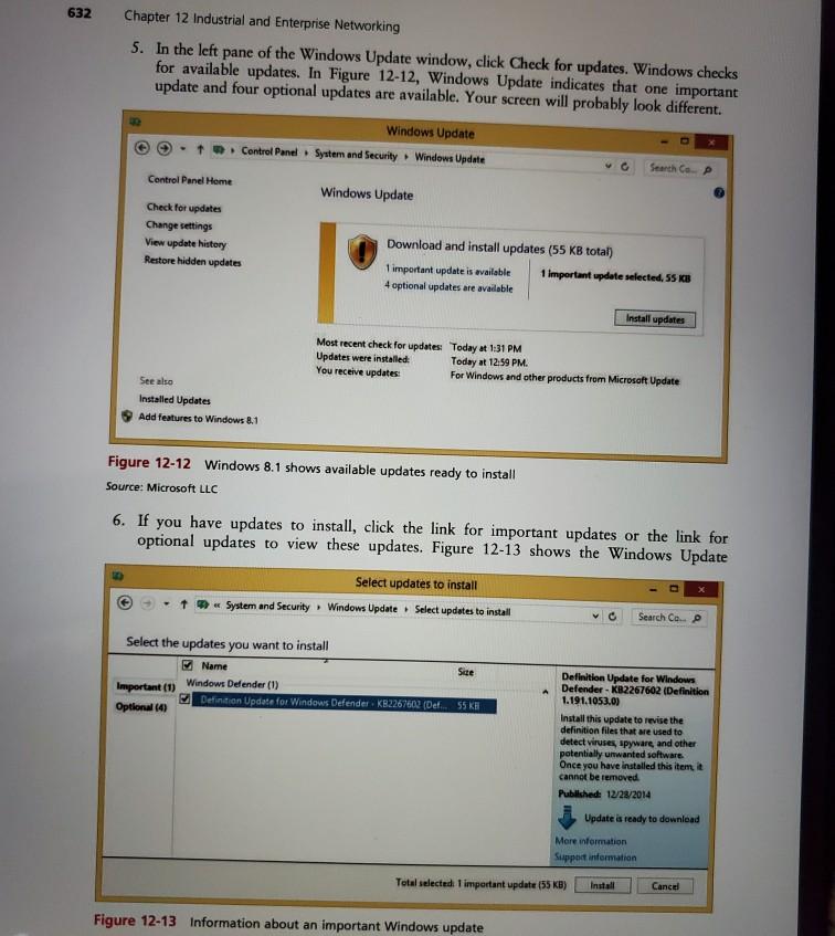 632 chapter 12 industrial and enterprise networking 5. in the left pane of the windows update window, click check for updates